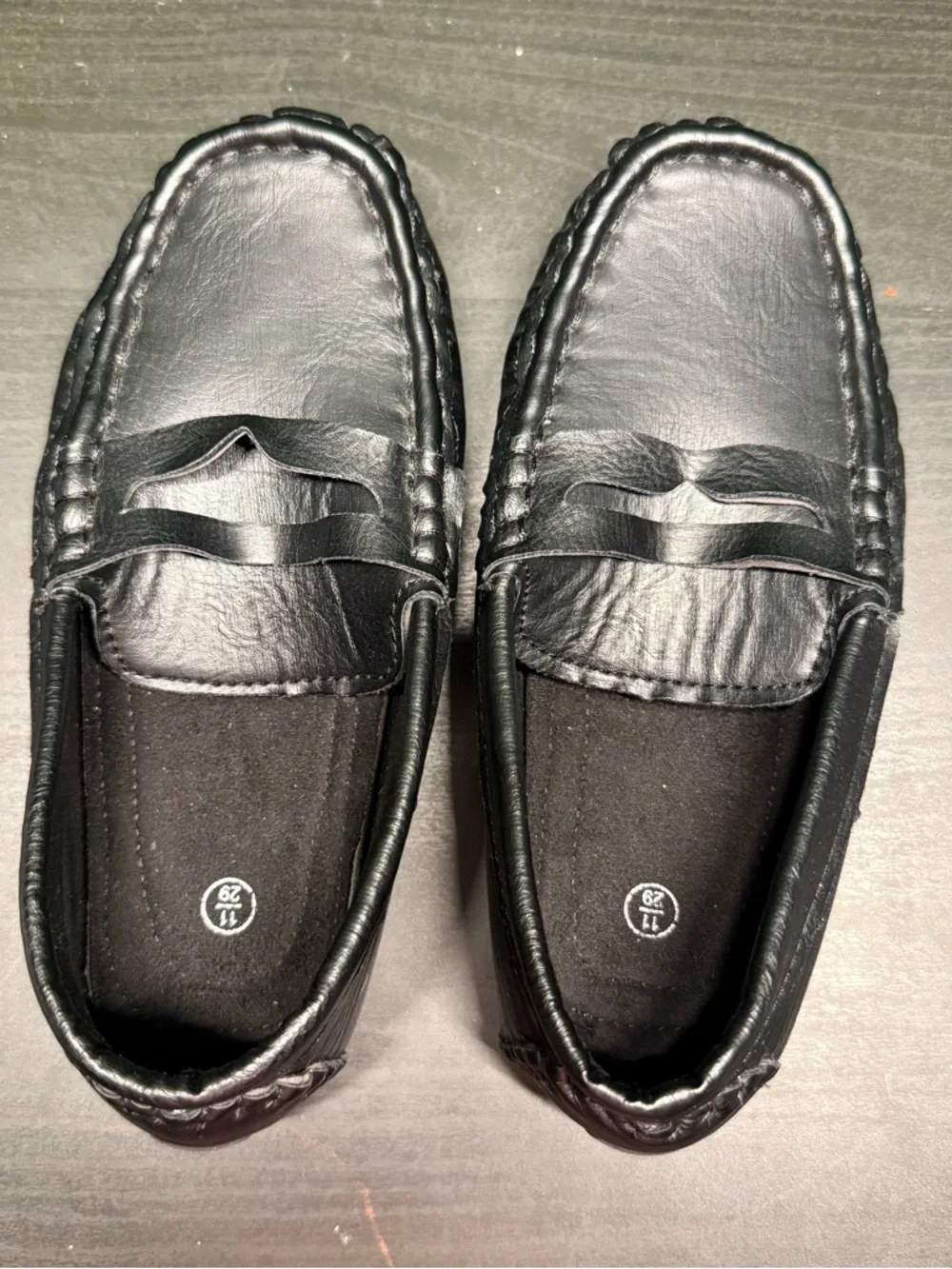 Kids Black Leather Loafer - Classic Slip-On Shoe